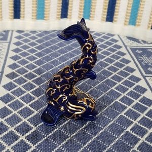LENOX DARK BLUE DOLPHIN FIGURINE WITH GOLD ACCENTS